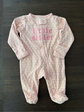 NWOT Little Sister Pink Floral Footed One-Piece